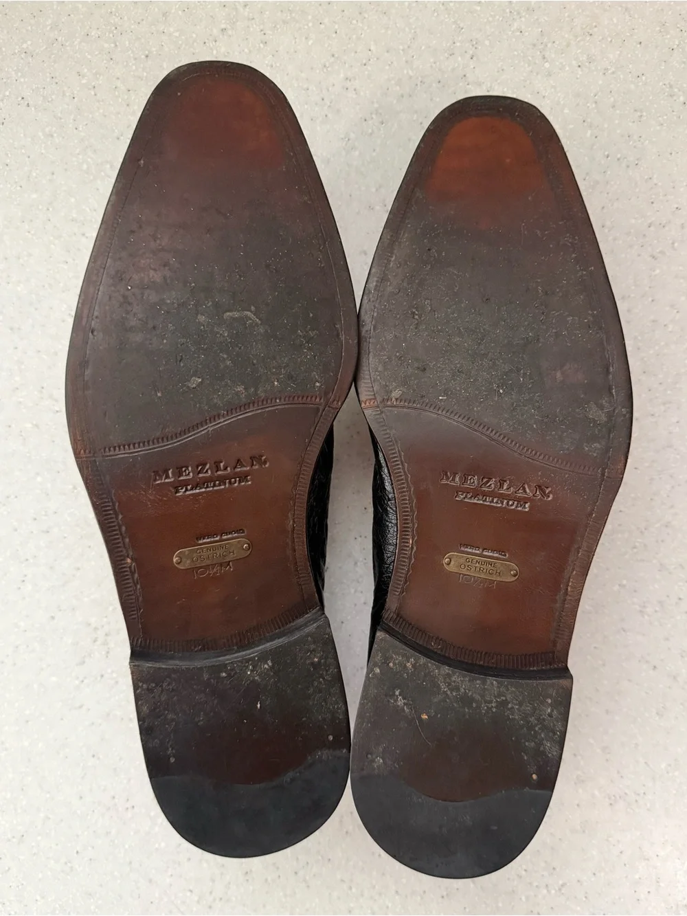 Mezlan Platinum Men’s Black Ostrich Leather Lace-up Wingtip Oxfords Spain 10.5